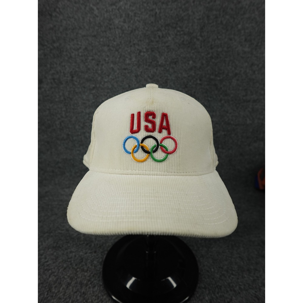 Team Apparel Olympic USA Hat Adult OSFM Cream Corduroy Strapback Cap